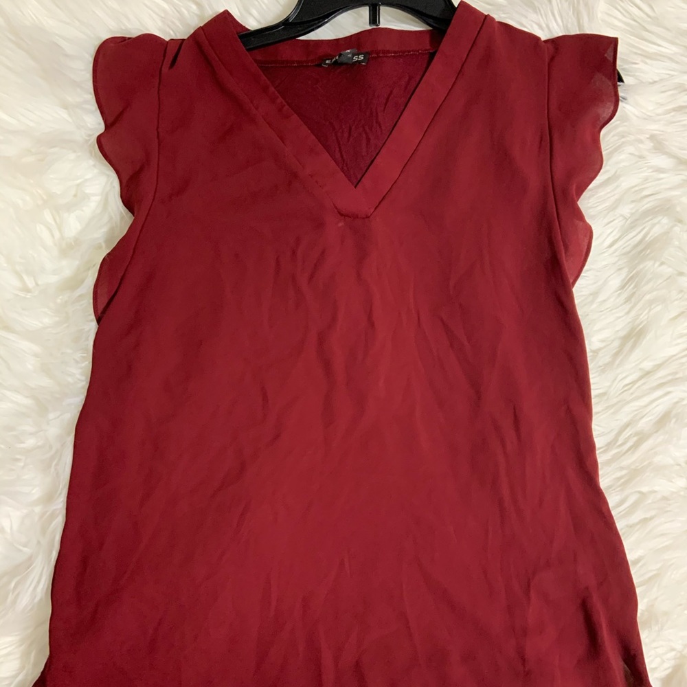 Express flutter sleeve v-neck shirt/top- small